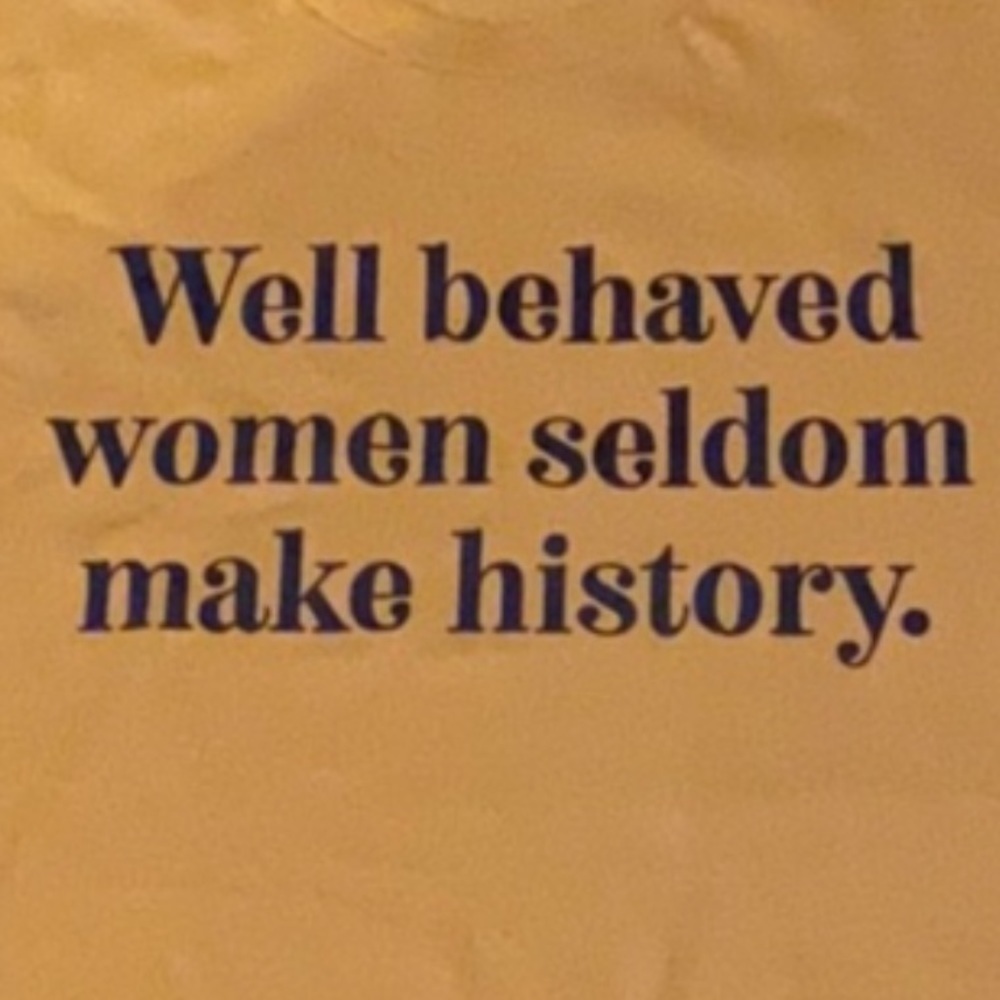 Well behaved women mustard and navy tee